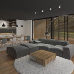 Moderní obývací pokoj s rovným stropem